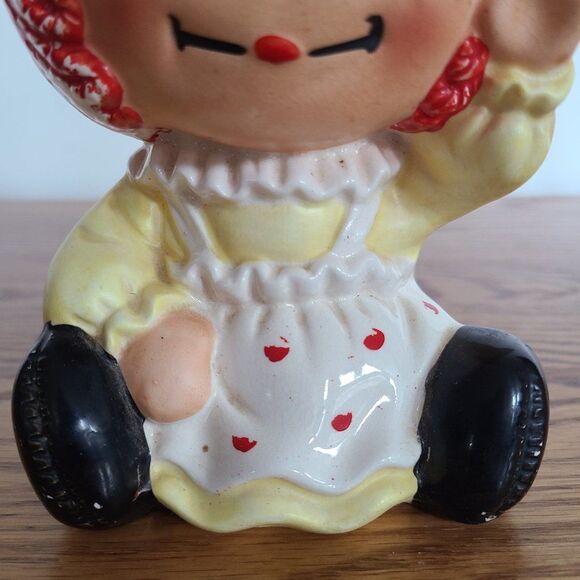 Vintage 1975 Raggedy Ann Ceramic Coin Bank With Music Box - Works! - Picture 5 of 15